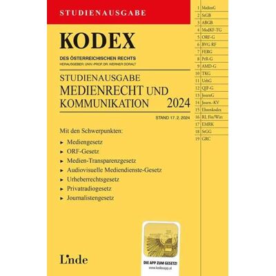 Linde KODEX Studienausgabe Medienrecht und Kommunikation Linde KODEX Studienausgabe Medienrecht und Kommunikation