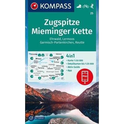 Kompass-Karten KOMPASS Wanderkarte 25 Zugspitze, Mieminger Kette, Ehrwald, Lermoos, Garmisch-Partenkirchen, Reutte 1:50.000 Kompass-Karten KOMPASS Wanderkarte 25 Zugspitze, Mieminger Kette, Ehrwald, Lermoos, Garmisch-Partenkirchen, Reutte 1:50.000