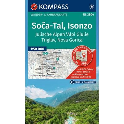 Kompass-Karten KOMPASS Wanderkarte 2804 Soča-Tal, Isonzo, Alpi Giulie / Julische Alpen, Triglav, Nova Gorica 1:50.000 Kompass-Karten KOMPASS Wanderkarte 2804 Soča-Tal, Isonzo, Alpi Giulie / Julische Alpen, Triglav, Nova Gorica 1:50.000