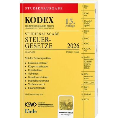 Linde KODEX Studienausgabe Steuergesetze 2026 Linde KODEX Studienausgabe Steuergesetze 2026