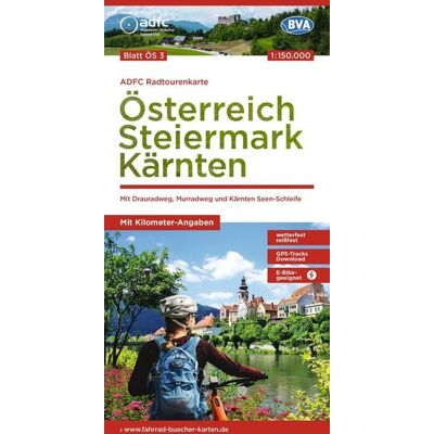 Kompass-Karten BVA ADFC Radtourenkarte Österreich Steiermark Kärnten 1:150.000 Kompass-Karten BVA ADFC Radtourenkarte Österreich Steiermark Kärnten 1:150.000