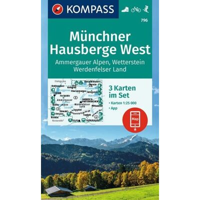 Kompass-Karten KOMPASS Wanderkarten-Set 796 Münchner Hausberge West, Ammergauer Alpen, Wetterstein, Werdenfelser Land (3 Karten) 1:25.000 Kompass-Karten KOMPASS Wanderkarten-Set 796 Münchner Hausberge West, Ammergauer Alpen, Wetterstein, Werdenfelser Land (3 Karten) 1:25.000