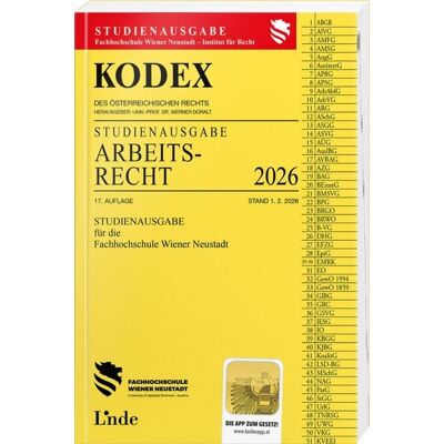 Linde KODEX Studienausgabe Arbeitsrecht FH Wr. Neustadt 2026 Linde KODEX Studienausgabe Arbeitsrecht FH Wr. Neustadt 2026