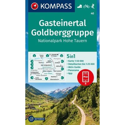 Kompass-Karten KOMPASS Wanderkarte 40 Gasteinertal, Goldberggruppe, Nationalpark Hohe Tauern 1:50.000 Kompass-Karten KOMPASS Wanderkarte 40 Gasteinertal, Goldberggruppe, Nationalpark Hohe Tauern 1:50.000