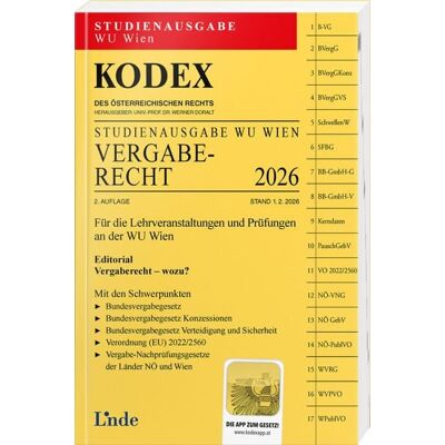 Linde KODEX Studienausgabe Vergaberecht 2026 Linde KODEX Studienausgabe Vergaberecht 2026