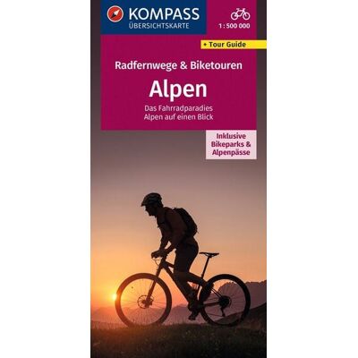 Kompass-Karten KOMPASS Radfernwegekarte Radfernwege & Biketouren Alpen - Übersichtskarte 1:500.000 Kompass-Karten KOMPASS Radfernwegekarte Radfernwege & Biketouren Alpen - Übersichtskarte 1:500.000
