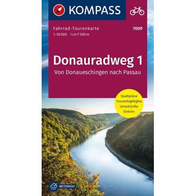 Kompass-Karten KOMPASS Fahrrad-Tourenkarte Donauradweg 1, von Donaueschingen nach Passau 1:50.000 Kompass-Karten KOMPASS Fahrrad-Tourenkarte Donauradweg 1, von Donaueschingen nach Passau 1:50.000
