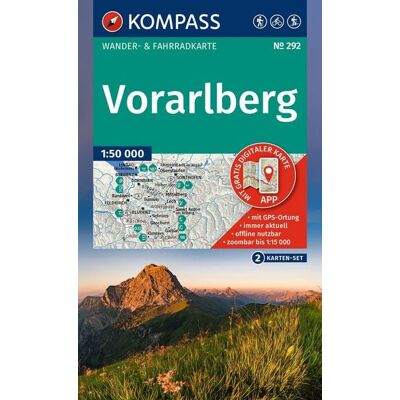 Kompass-Karten KOMPASS Wanderkarten-Set 292 Vorarlberg (2 Karten) 1:50.000 Kompass-Karten KOMPASS Wanderkarten-Set 292 Vorarlberg (2 Karten) 1:50.000