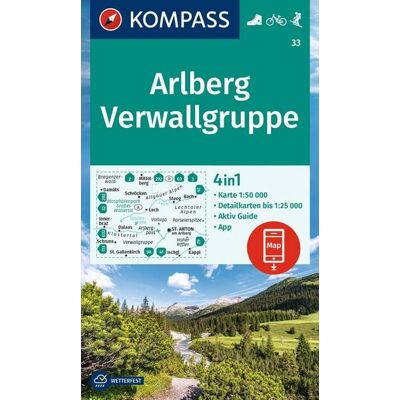 Kompass-Karten KOMPASS Wanderkarte 33 Arlberg, Verwallgruppe 1:50.000 Kompass-Karten KOMPASS Wanderkarte 33 Arlberg, Verwallgruppe 1:50.000