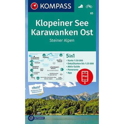 Kompass-Karten KOMPASS Wanderkarte 65 Klopeiner See, Karawanken Ost, Steiner Alpen 1:50.000 Kompass-Karten KOMPASS Wanderkarte 65 Klopeiner See, Karawanken Ost, Steiner Alpen 1:50.000