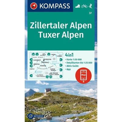 Kompass-Karten KOMPASS Wanderkarte 37 Zillertaler Alpen, Tuxer Alpen 1:50.000 Kompass-Karten KOMPASS Wanderkarte 37 Zillertaler Alpen, Tuxer Alpen 1:50.000
