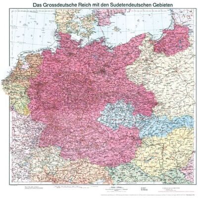 Verlag Rockstuhl Historische Karte: Deutschland - Das Großdeutsche Reich mit dem Sudetendeutschen Gebieten, 1938 (plano) Verlag Rockstuhl Historische Karte: Deutschland - Das Großdeutsche Reich mit dem Sudetendeutschen Gebieten, 1938 (plano)