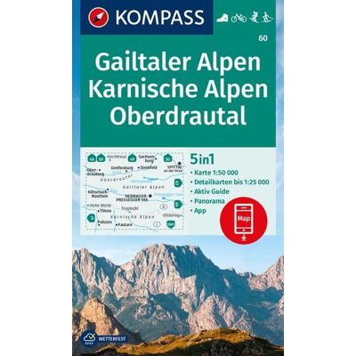 Kompass-Karten KOMPASS Wanderkarte 60 Gailtaler Alpen, Karnische Alpen, Oberdrautal 1:50.000 Kompass-Karten KOMPASS Wanderkarte 60 Gailtaler Alpen, Karnische Alpen, Oberdrautal 1:50.000