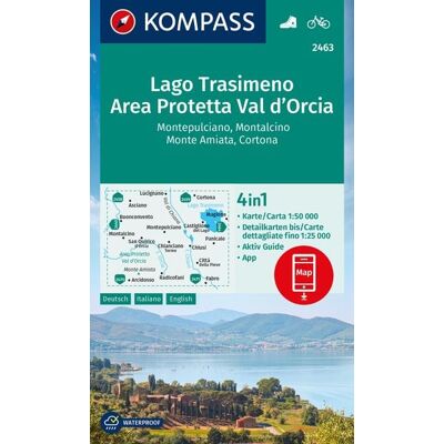 Kompass-Karten KOMPASS Wanderkarte 2463 Lago Trasimeno, Area Protetta Val d' Orcia, Montepulciano, Montalcino, Monte Amiata, Cortona 1:50.000 Kompass-Karten KOMPASS Wanderkarte 2463 Lago Trasimeno, Area Protetta Val d' Orcia, Montepulciano, Montalcino, Monte Amiata, Cortona 1:50.000