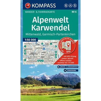 Kompass-Karten KOMPASS Wanderkarte 6 Alpenwelt Karwendel Mittenwald, Garmisch-Partenkirchen 1:50.000 Kompass-Karten KOMPASS Wanderkarte 6 Alpenwelt Karwendel Mittenwald, Garmisch-Partenkirchen 1:50.000