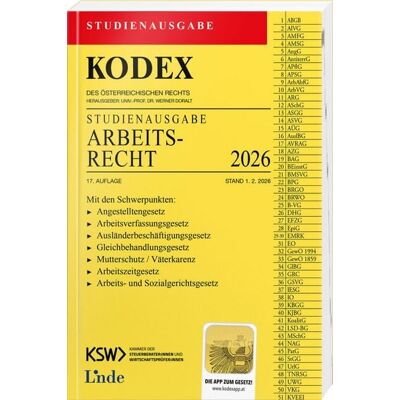 Linde KODEX Studienausgabe Arbeitsrecht 2026 Linde KODEX Studienausgabe Arbeitsrecht 2026