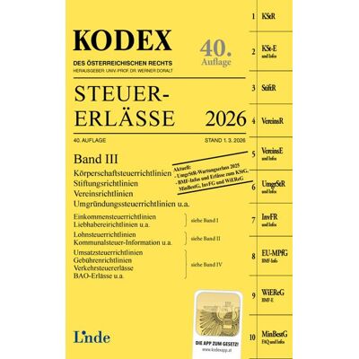 Linde KODEX Steuer-Erlässe 2026, Band III Linde KODEX Steuer-Erlässe 2026, Band III