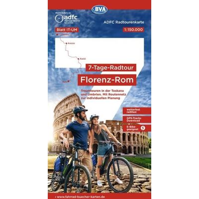 Kompass-Karten BVA ADFC Radtourenkarte 7-Tage-Radtour Florenz-Rom, 1:150.000 Kompass-Karten BVA ADFC Radtourenkarte 7-Tage-Radtour Florenz-Rom, 1:150.000