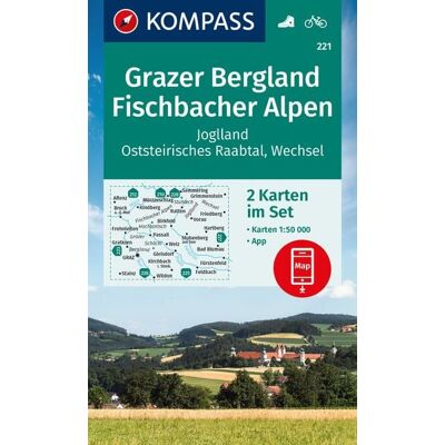 Kompass-Karten KOMPASS Wanderkarten-Set 221 Grazer Bergland, Fischbacher Alpen (2 Karten) 1:50.000 Kompass-Karten KOMPASS Wanderkarten-Set 221 Grazer Bergland, Fischbacher Alpen (2 Karten) 1:50.000