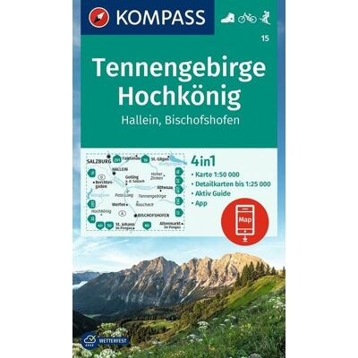 Kompass-Karten KOMPASS Wanderkarte 15 Tennengebirge, Hochkönig, Hallein, Bischofshofen 1:50.000 Kompass-Karten KOMPASS Wanderkarte 15 Tennengebirge, Hochkönig, Hallein, Bischofshofen 1:50.000