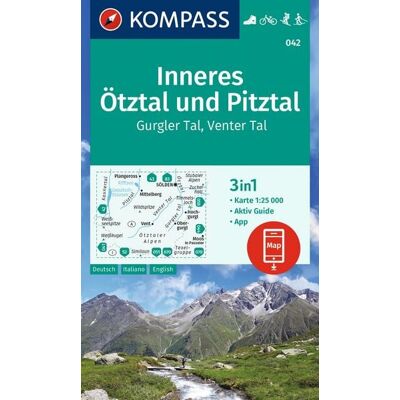 Kompass-Karten KOMPASS Wanderkarte 042 Inneres Ötztal und Pitztal, Gurgler Tal, Venter Tal 1:25.000 Kompass-Karten KOMPASS Wanderkarte 042 Inneres Ötztal und Pitztal, Gurgler Tal, Venter Tal 1:25.000