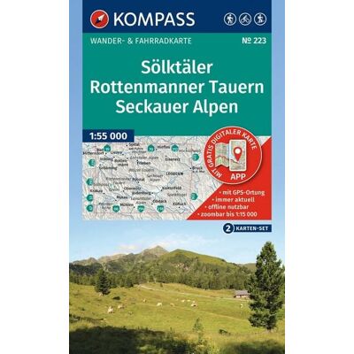 Kompass-Karten KOMPASS Wanderkarten-Set 223 Sölktäler, Rottenmanner Tauern, Seckauer Alpen (2 Karten) 1:55.000 Kompass-Karten KOMPASS Wanderkarten-Set 223 Sölktäler, Rottenmanner Tauern, Seckauer Alpen (2 Karten) 1:55.000