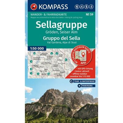 Kompass-Karten KOMPASS Wanderkarte 59 Sellagruppe, Gröden, Seiser Alm / Gruppo del Sella, Val Gardena, Alpe di Siusi 1:50.000 Kompass-Karten KOMPASS Wanderkarte 59 Sellagruppe, Gröden, Seiser Alm / Gruppo del Sella, Val Gardena, Alpe di Siusi 1:50.000