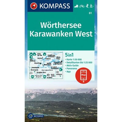 Kompass-Karten KOMPASS Wanderkarte 61 Wörthersee, Karawanken West 1:50.000 Kompass-Karten KOMPASS Wanderkarte 61 Wörthersee, Karawanken West 1:50.000