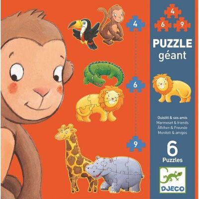 Djeco Riesenpuzzle: Dschungeltiere - 4,6,9 Teile Djeco Riesenpuzzle: Dschungeltiere - 4,6,9 Teile