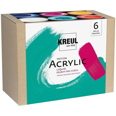 KREUL Triton Acryl Flüssigmischung mit modernen Farben, 6 x 750 ml KREUL Triton Acryl Flüssigmischung mit modernen Farben, 6 x 750 ml