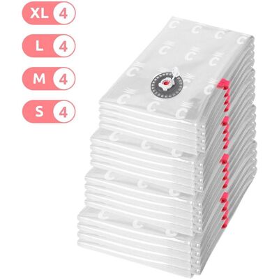 Compactor Kompaktor Vakuum-Aufbewahrungsbeutel Aspispace Big Set 16 Stück, 4× S + 4× M + 4× L + 4× XL Compactor Kompaktor Vakuum-Aufbewahrungsbeutel Aspispace Big Set 16 Stück, 4× S + 4× M + 4× L + 4× XL