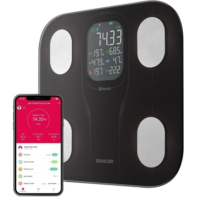 SENCOR SBS 9002BK Bluetooth Fitnesswaage - Körperanalyse SENCOR SBS 9002BK Bluetooth Fitnesswaage - Körperanalyse