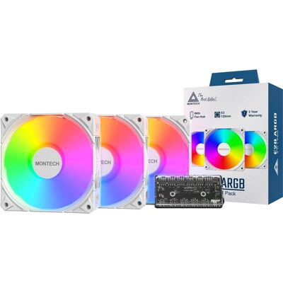 Montech E28 ARGB 3 in 1 Pack White Montech E28 ARGB 3 in 1 Pack White