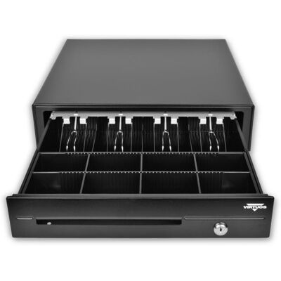 Virtuos Kassenschublade C420D mit Kabel - Metallhalter - 9 Volt - 24 Volt - schwarz Virtuos Kassenschublade C420D mit Kabel - Metallhalter - 9 Volt - 24 Volt - schwarz
