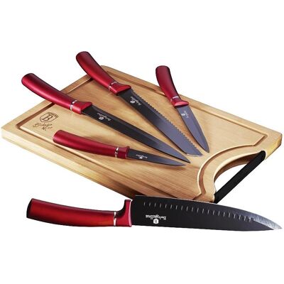 BERLINGERHAUS Messerset mit Antihaftbeschichtung + Schneidebrett 6-teilig Burgundy Line BERLINGERHAUS Messerset mit Antihaftbeschichtung + Schneidebrett 6-teilig Burgundy Line
