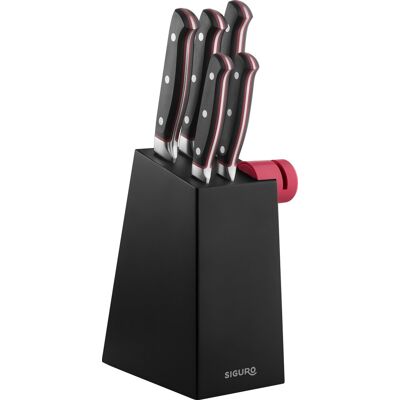 Siguro Kuro Messerset 5 Stück + Messerblock mit Schärfer Siguro Kuro Messerset 5 Stück + Messerblock mit Schärfer