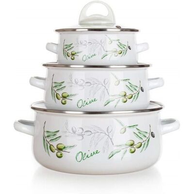BANQUET Emailliertes Topf-Set OLIVES, 6-teilig BANQUET Emailliertes Topf-Set OLIVES, 6-teilig