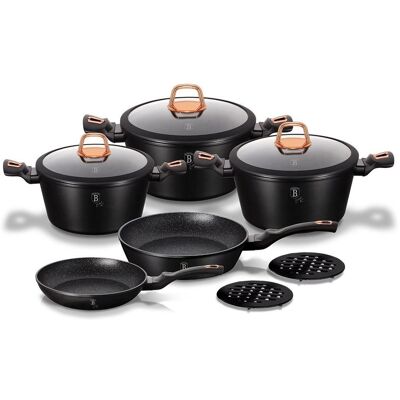 BERLINGERHAUS Topfset mit Marmoroberfläche 10 Stück Black Rose Collection BERLINGERHAUS Topfset mit Marmoroberfläche 10 Stück Black Rose Collection