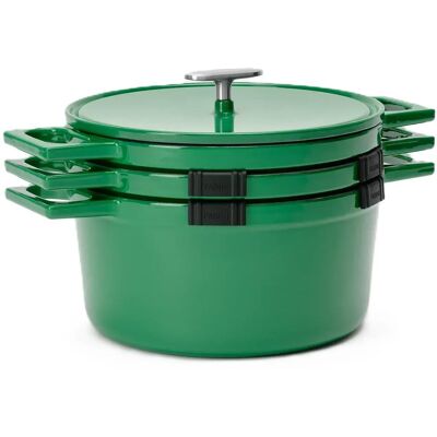 FABINI Gusseisen-Kochgeschirr-Set Mattia 3.0 Standard, 26 cm, 4-teilig, stapelbar, glänzend grün FABINI Gusseisen-Kochgeschirr-Set Mattia 3.0 Standard, 26 cm, 4-teilig, stapelbar, glänzend grün
