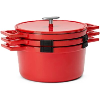 FABINI Gusseisernes Kochgeschirr-Set Mattia 3.0 Standard, 26 cm, 4-teilig, stapelbar, glänzend rot FABINI Gusseisernes Kochgeschirr-Set Mattia 3.0 Standard, 26 cm, 4-teilig, stapelbar, glänzend rot