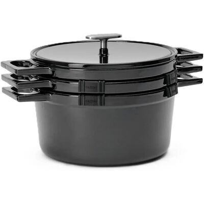FABINI Gusseisen-Kochgeschirr-Set Mattia 3.0 Standard, 26 cm, 4-teilig, stapelbar, glänzend schwarz FABINI Gusseisen-Kochgeschirr-Set Mattia 3.0 Standard, 26 cm, 4-teilig, stapelbar, glänzend schwarz