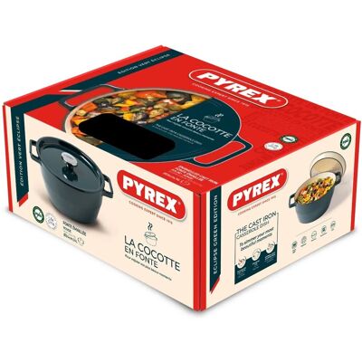 Pyrex Gusseisen-Kasserolle mit Deckel 24 cm 4 l dunkelgrün Pyrex Gusseisen-Kasserolle mit Deckel 24 cm 4 l dunkelgrün