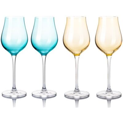 B.BOHEMIAN B. BOHEMIAN DION Prosecco-Gläserset 250 ml Mix Blau und Gelb 4 Stück B.BOHEMIAN B. BOHEMIAN DION Prosecco-Gläserset 250 ml Mix Blau und Gelb 4 Stück