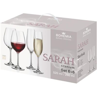 Bohemia Royal Crystal SARAH Satz Wein- und Sektgläser 12 Stück Bohemia Royal Crystal SARAH Satz Wein- und Sektgläser 12 Stück
