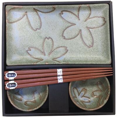 Made In Japan Sushi Set mit Blumenmotiv hellgrün 6 Stück Made In Japan Sushi Set mit Blumenmotiv hellgrün 6 Stück