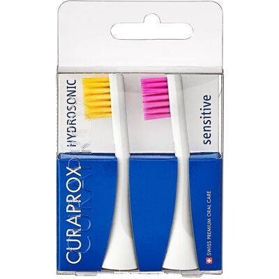 CURAPROX Hydrosonic Ersatzkopf PRO sensitive 2 Stück gelb/rosa CURAPROX Hydrosonic Ersatzkopf PRO sensitive 2 Stück gelb/rosa