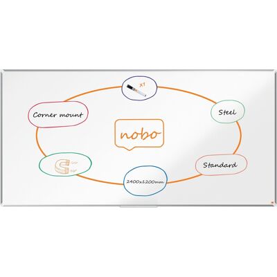 NOBO Premium Plus Whiteboard - 240 cm x 120 cm - weiß NOBO Premium Plus Whiteboard - 240 cm x 120 cm - weiß
