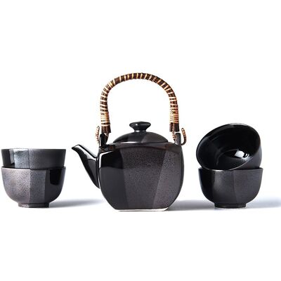 MIJ Japanisches Teeset - Gunmetal, 750ml Teekanne, 4 Tassen MIJ Japanisches Teeset - Gunmetal, 750ml Teekanne, 4 Tassen