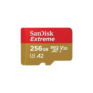 SanDisk Extreme 256 GB microSDXC Speicherkarte Kit (2022) bis 190 MB/s, C10,U3