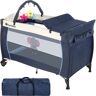 tectake Kinderreisebett Elefant 132x75x104cm mit Wickelauflage und Transporttasche - blau